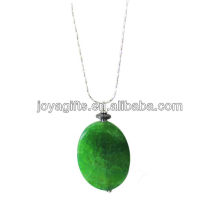 Природный зеленый агат кулон ожерелье кулон с серебряной цепочкой